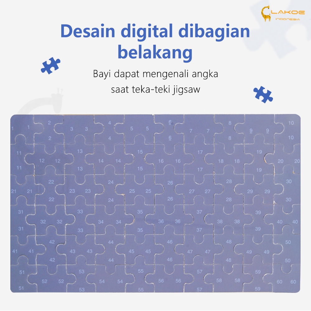 LAKOE Jigsaw puzzle 60pcs puzzle kayu mainan edukasi anak dengan kotak
