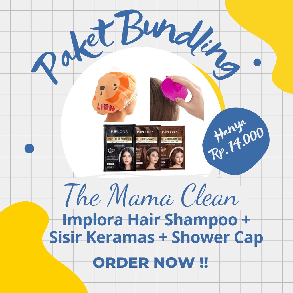 IMPLORA HAIR SHAMPOO + SISIR KERAMAS + SHOWER CAP (PAKET BUNDLING)