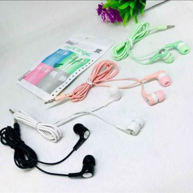 (COD) headset music angel macaron earphone HANDSFREE stereo extra bass