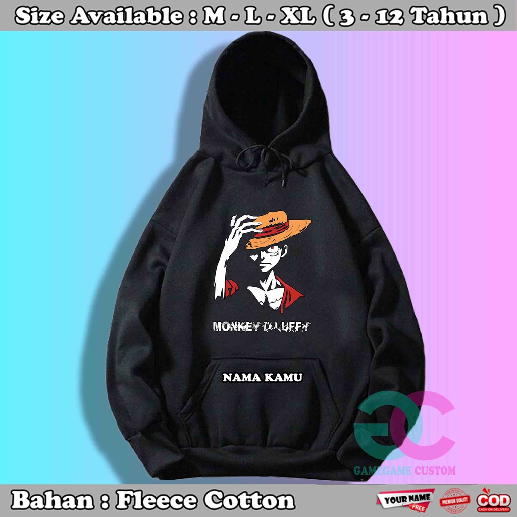 Jaket Hoodie Anak Laki Laki Topi Jerami Luffy / Sweater Anak Anime One Piece 361