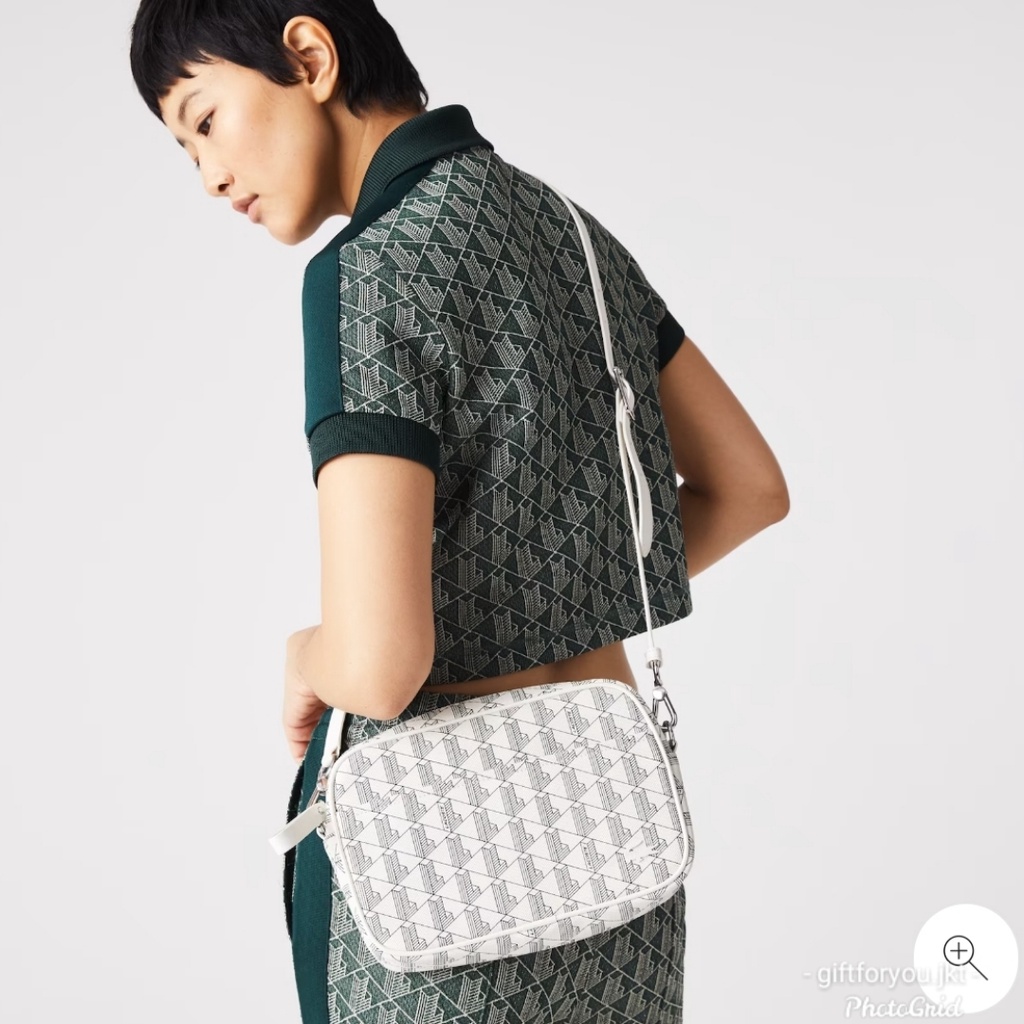 Tas Women Lacoste Monogram Zip Crossover Bag Tas Selempang Style Wanita Perempuan Woman Crossbody Fa