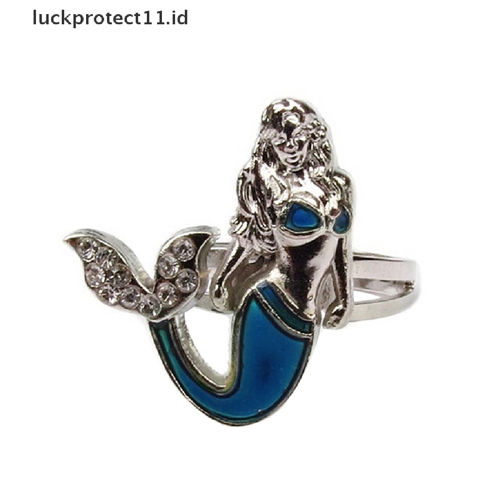 Cincin Adjustable Desain Ekor Mermaid Dapat Berubah Warna Sesuai Emosi Untuk Hadiah