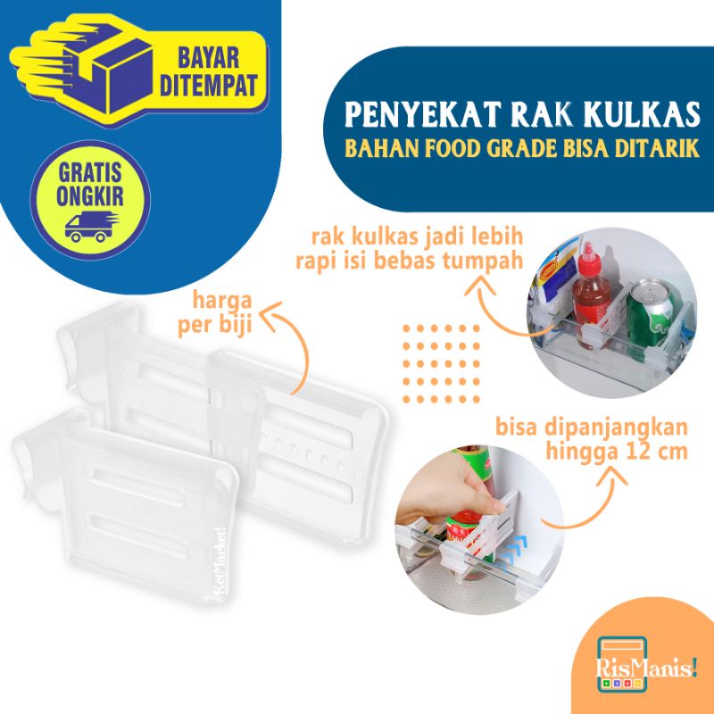 FRIDGE EXTENDABLE PARTITION - 1 pcs Partisi Penyekat Rak Penyimpanan Lemari Es Bisa Dipanjangkan Plastik Organizer Pemisah Kulkas Sekat Box Kotak Obat Pembatas Laci Aksesoris