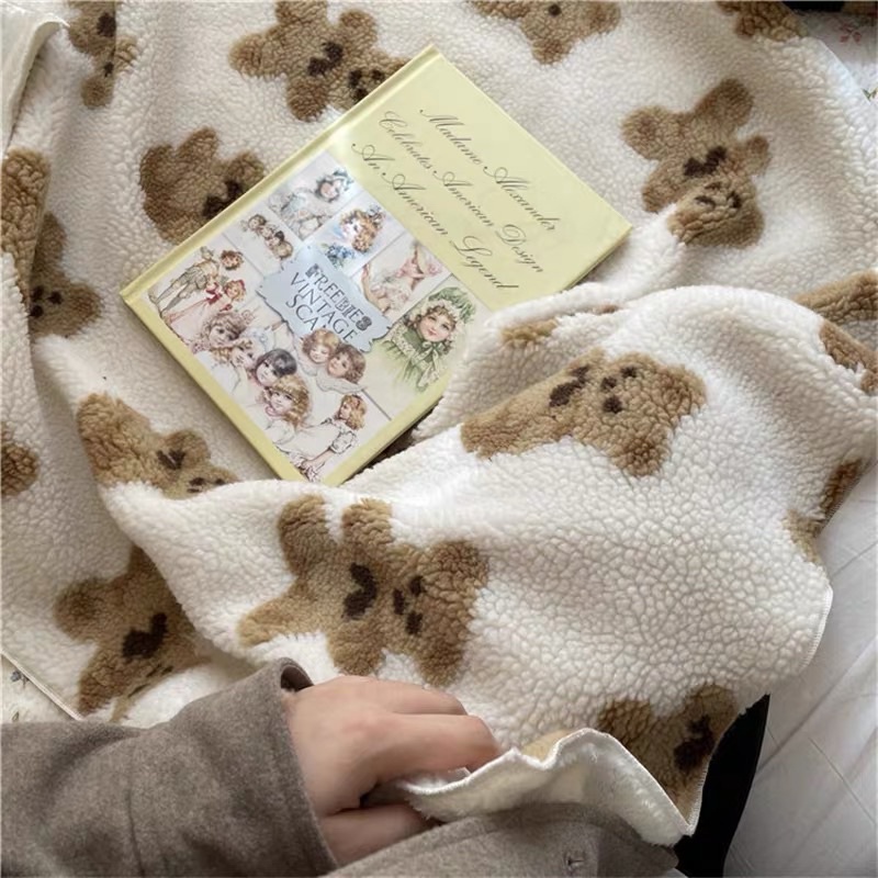 [ LITTLE DAISY ] EUNWOO PREMIUM TEDDY BEAR FLUFF BLANKET / NCT SELIMUT BULU HALUS MOTIF BERUANG LUCU / SELIMUT PREMIUM KOREA TRENDING