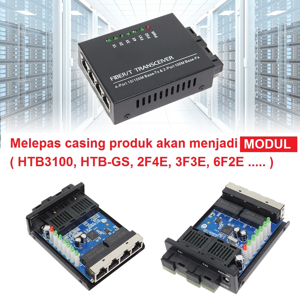 Media Converter Fiber Ethernet Switch 3F3E Optik 3 SC 3 RJ45 Fiber Transceiver 3O3E dengan Adapter