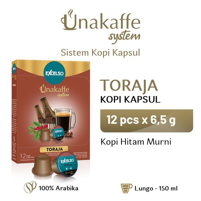 

EXCELSO UNAKAFFE TORAJA - KOPI KAPSUL-CAPSULE COFFEE (12X6,5GR)