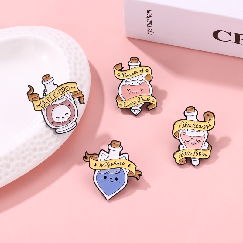 Bros Pin Enamel Desain Kartun Potion Magic Love Warna-Warni Untuk Hadiah