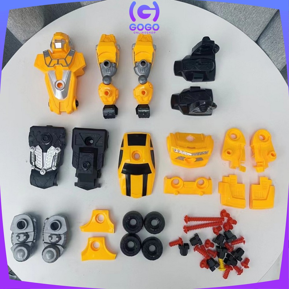 GOGO-M214 Mainan Robot Anak Laki Laki Robot Deformation 2IN1 DIY Puzzle Toys Mainan Bongkar Pasang Dengan Obeng Listrik / Mainan Mobil Mobilan