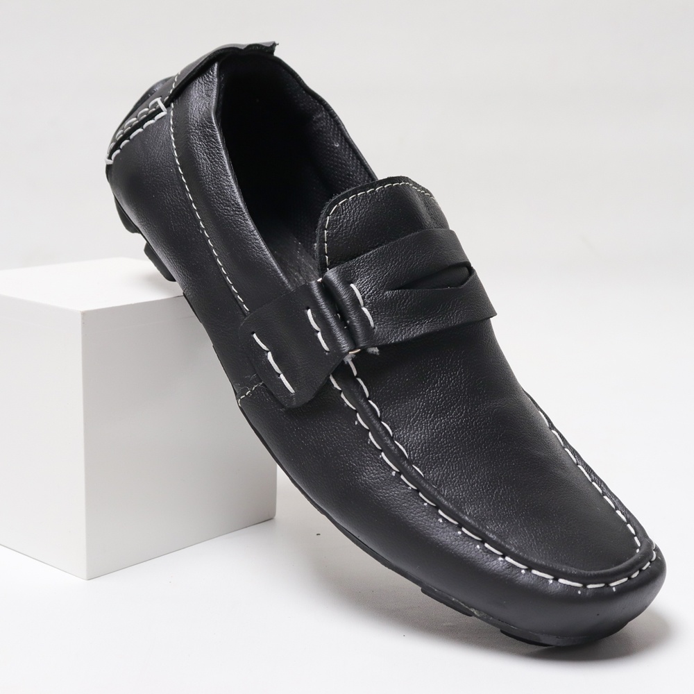 Sepatu pria slip On crocodile Kulit Sapi Asli formal semi formal PREMIUM quality hitam