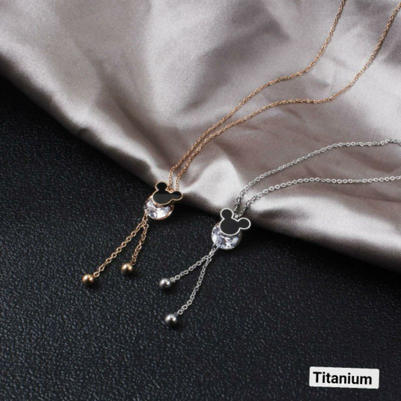 Kalung Titanium Asli Anti Karat One Stone Fashion Korea Simple