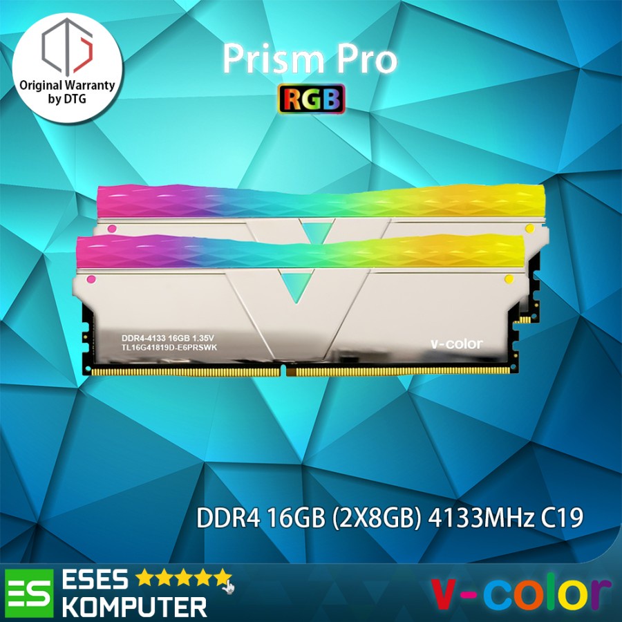 RAM v-color DDR4 PRISM PRO RGB 16GB (2x8GB) 4133MHz CL19 SILVER