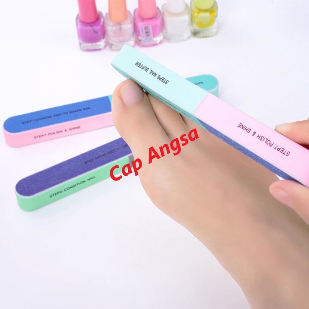 ASAHAN KUKU MANICURE PEDICURE MANIKUR AMPELAS AMPLAS 7in1 7 STEP NAIL BUFFER BUFER KIKIR PENGASAH KUKU