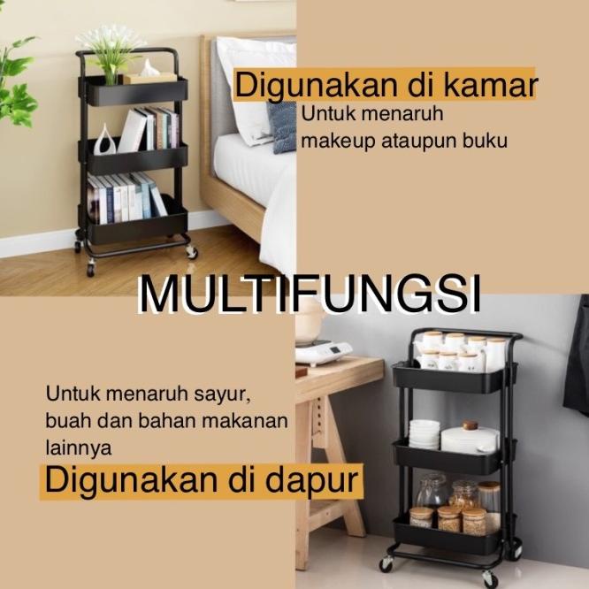 Ceo Rak Dorong Serbaguna Rak Dorong 3 Susun Troli Dapur Troli Kamar