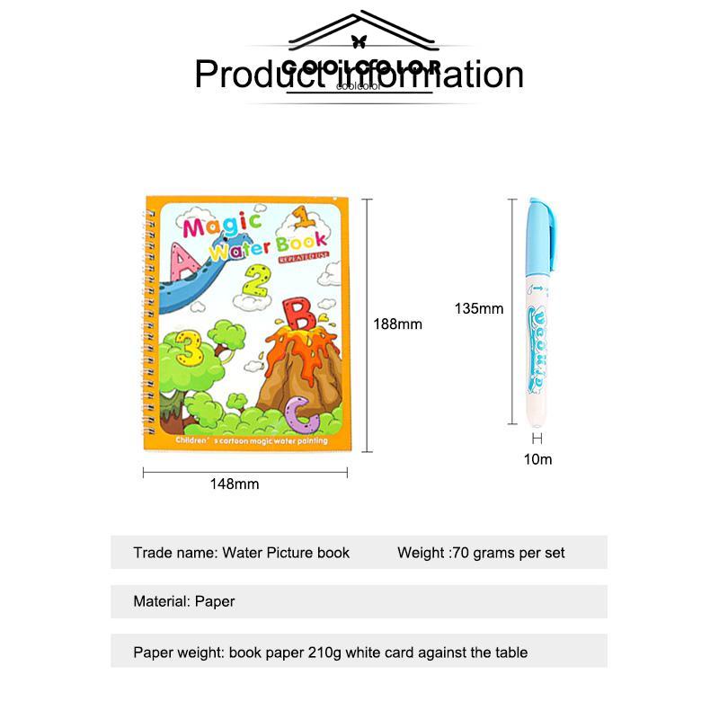 COD❤️Buku Lukisan Air Bahasa Asing Versi Bahasa Inggris Buku Ajaib Papan Gambar Anak yang Dapat Digunakan Kembali- cl