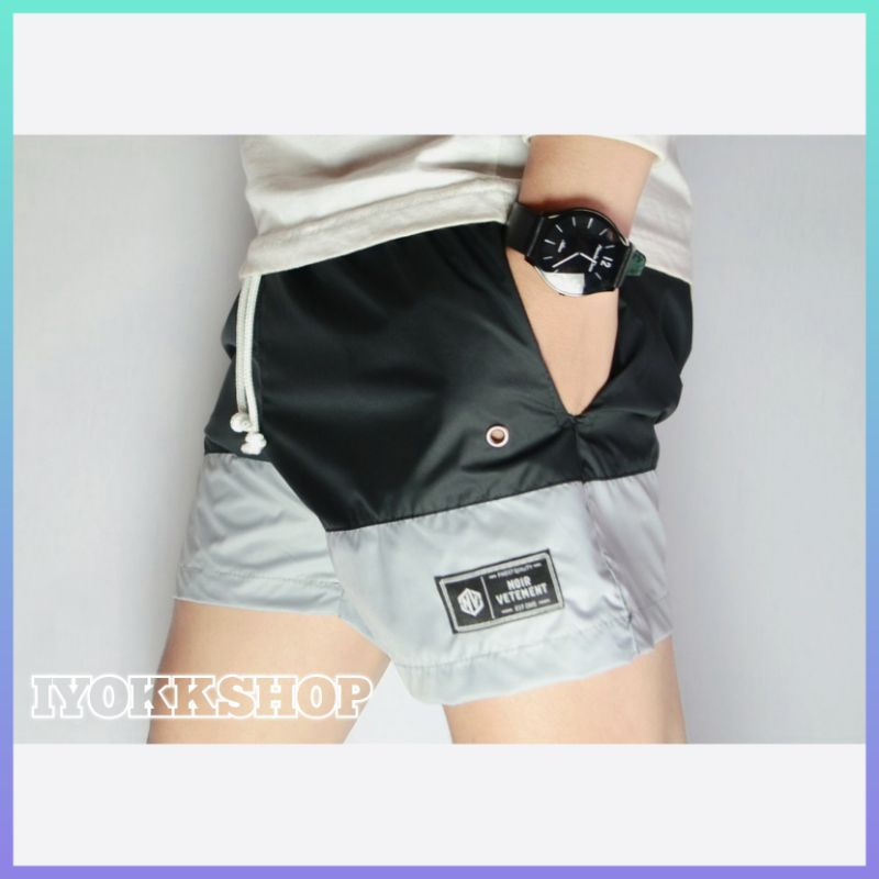 ORIGINAL NOIR VETEMENTS HITAM ABU Celana Santai Celana Pantai Celana Pendek Pria Celana Pendek Wanita celana Boxer Kolor Celana Futsal noir vetement iyokkshop