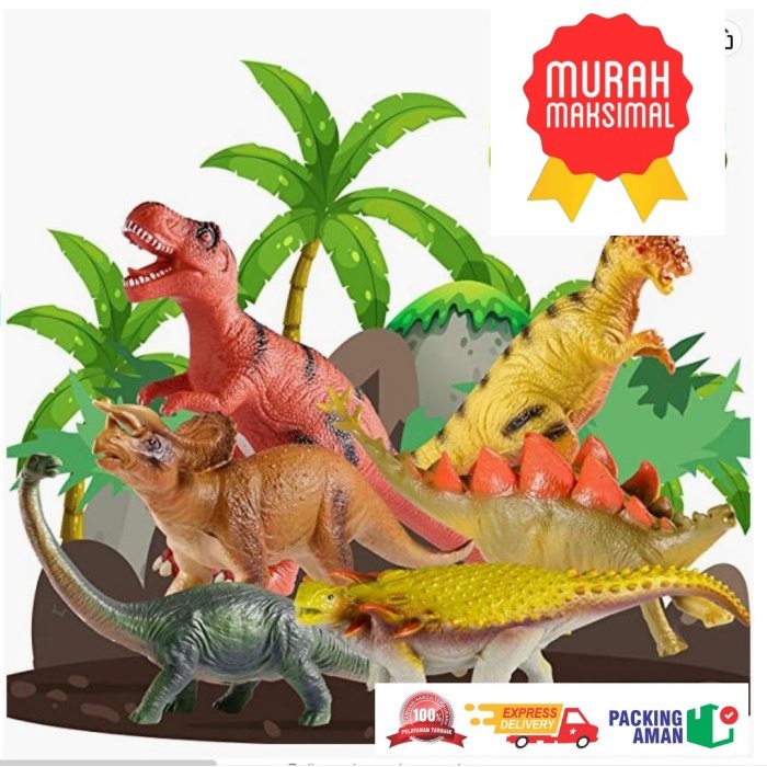 MAINAN  ANAK Miniatur Dino Dinosaurus Karet JURRASIC WORLD F283 KOLEKSI TIREK TREX