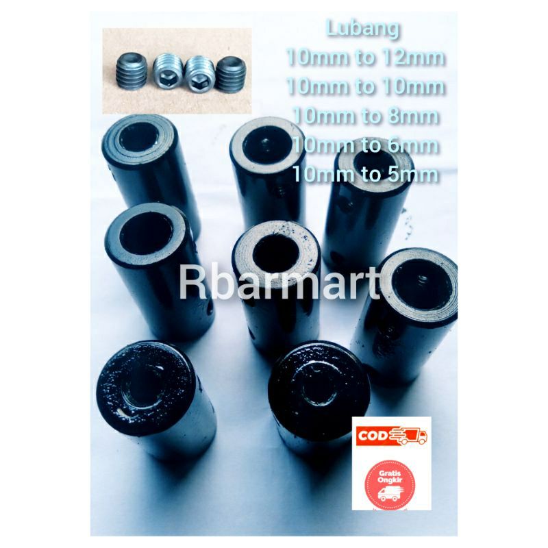 sambungan shaf motor penggerak as mesin dinamo lubang 8mm 10mm 12mm