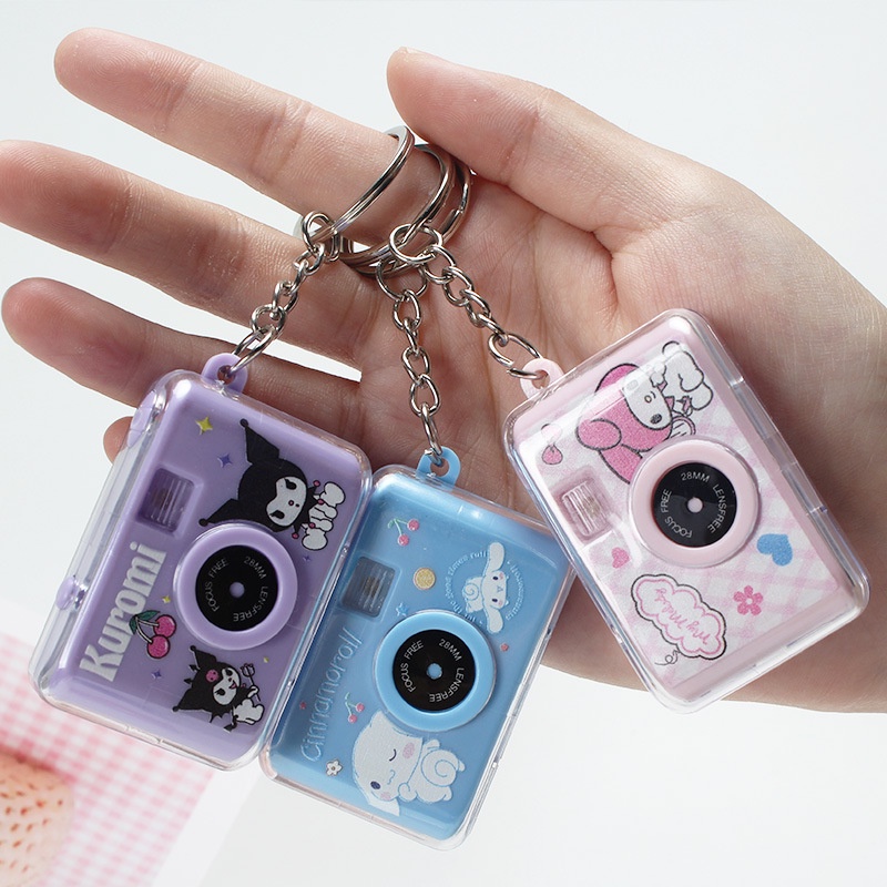 Sanrio Luminous Small Camera Key Ring Pokemon Pikachu Kalung Kamera Liontin Luminous Gantungan Kunci Kamera