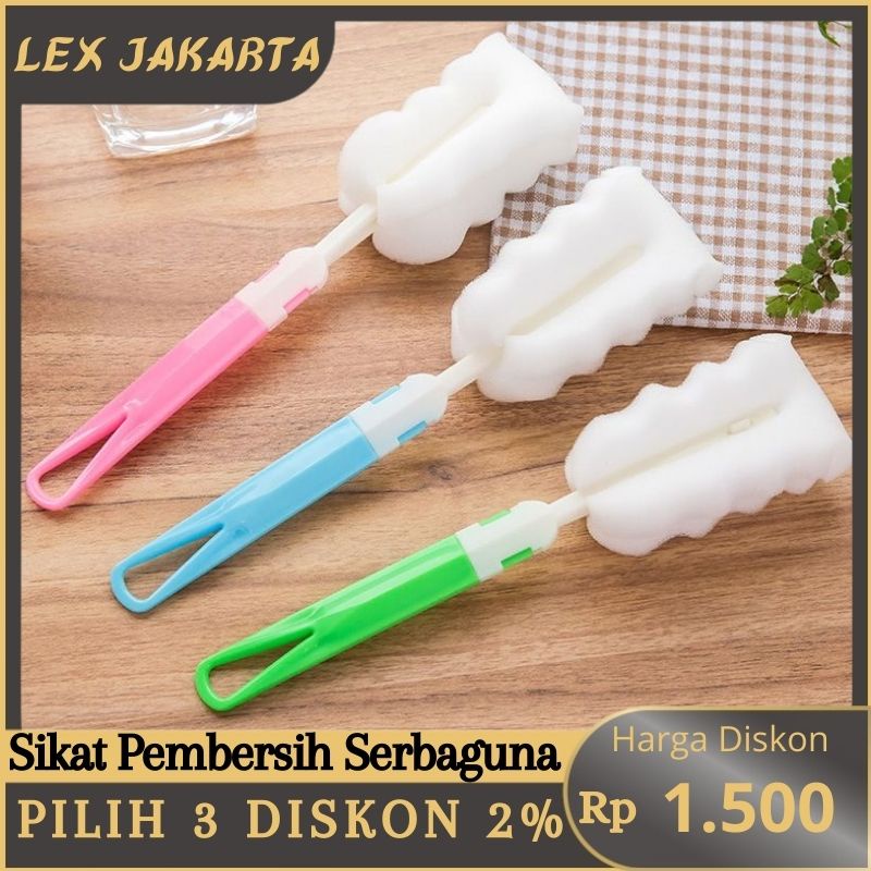 LEXJAKARTA  Spons Tongkat Pembersih Botol Minum  Sikat Busa Pembersih Dot Susu Bayi Cleaner Sponge Stick Sikat Spon Pencuci Gelas Serbaguna Sikat Botol