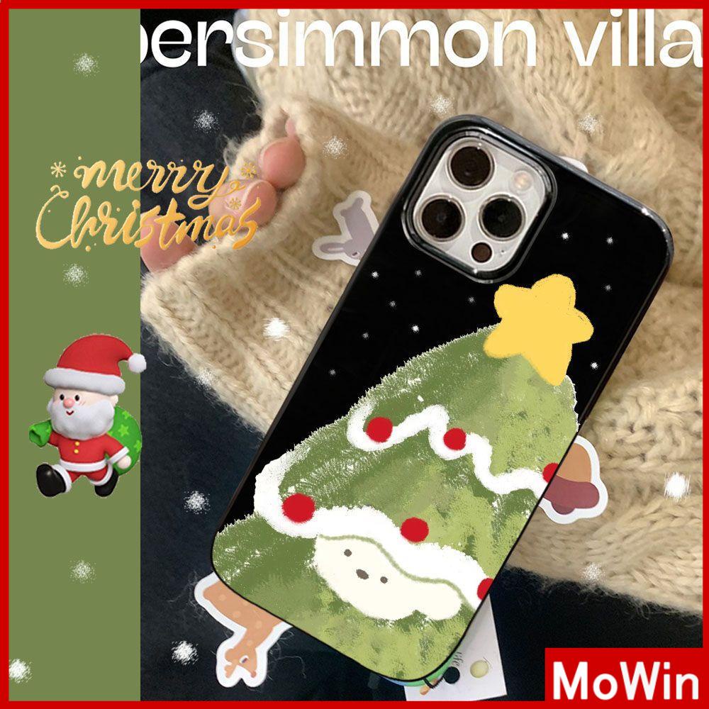 For iPhone 14 Pro Max iPhone Case Glossy Black TPU Soft Case Shockproof Protection Camera Merry Christmas Tree Gift Compatible For iPhone 13 Pro max 12 Pro Max 11 xr xs 7Plus 7 8