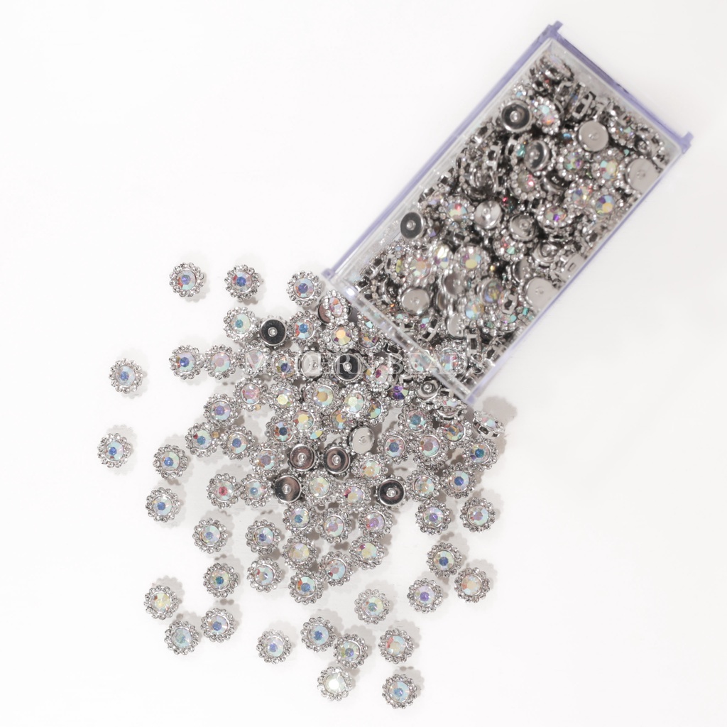 [50 pcs] 10mm Diamond Bunga Cangkang Putih AB 10mm , 50 pcs