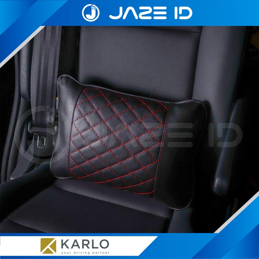 Karlo Bantal Pinggang Duduk Pemium Mobil Dot Red Bintik Merah Hitam