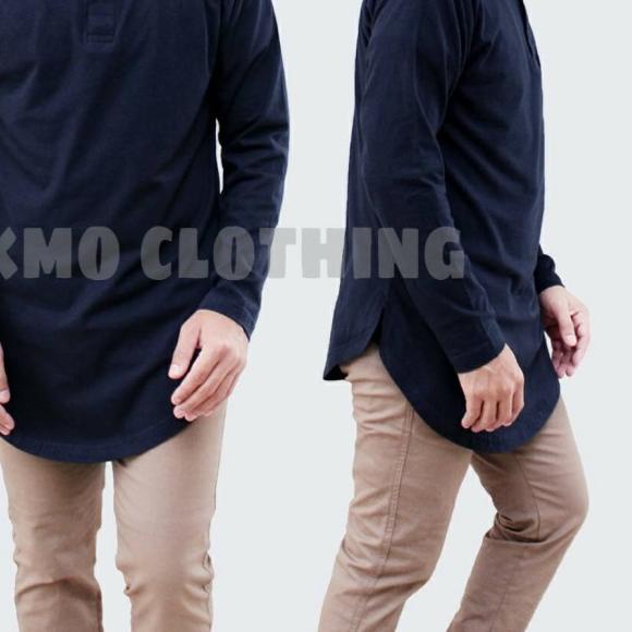 Kaos Kurta Lengan Panjang Baju Koko Kurta Pria Original KMO - Hitam, M