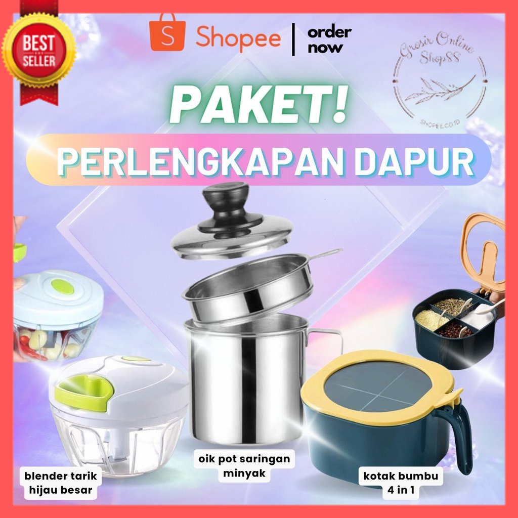 GOS- PAKET PELENGKAP DAPUR/ Kotak bumbu Blender Hijau Besar Oilpot 1,3L