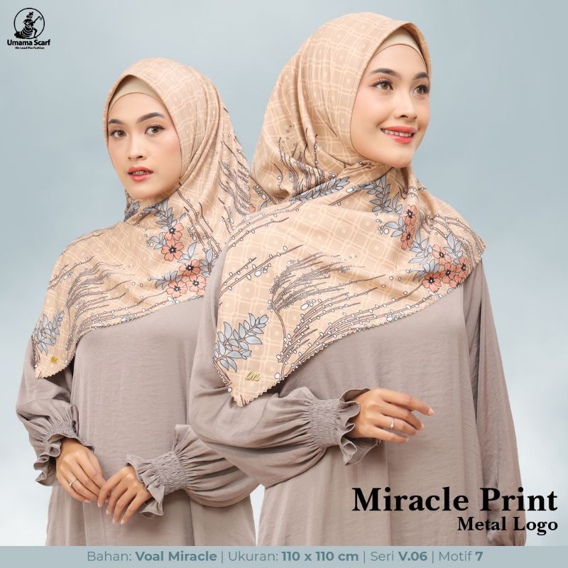 [SEGIEMPAT UMAMA MIRACLE PRINT METAL LOGO] segiempat miracle print metal logo••hijab segiempat voal motif