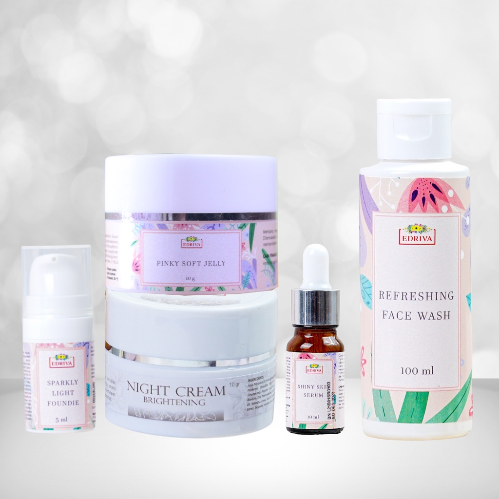 KRIM GLOWING PAKET GLOWING EDRIVA TANPA SERUM GOLD (5 PCS) BPOM