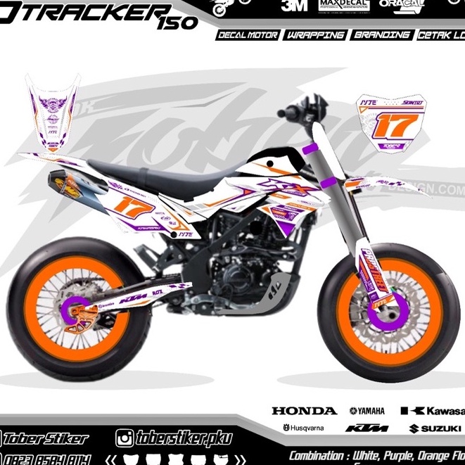 decal klx  putih oren