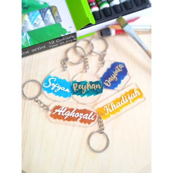 Gantungan kunci akrilik warna brush custom nama lettering | gantungan kunci akrilik custom nama warn