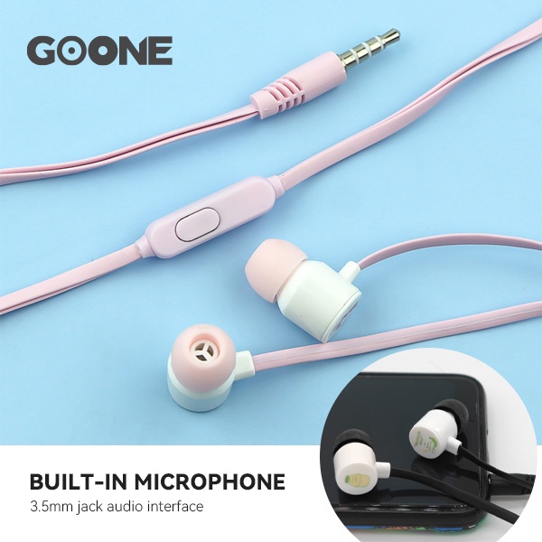 GOONE Earphone Gambar Lucu Ear Earbuds Headset Awet Headset Universal iOS Android Gambar Kartin Yakult Susu YoghurtWarna Pink Merah Biru Hitam