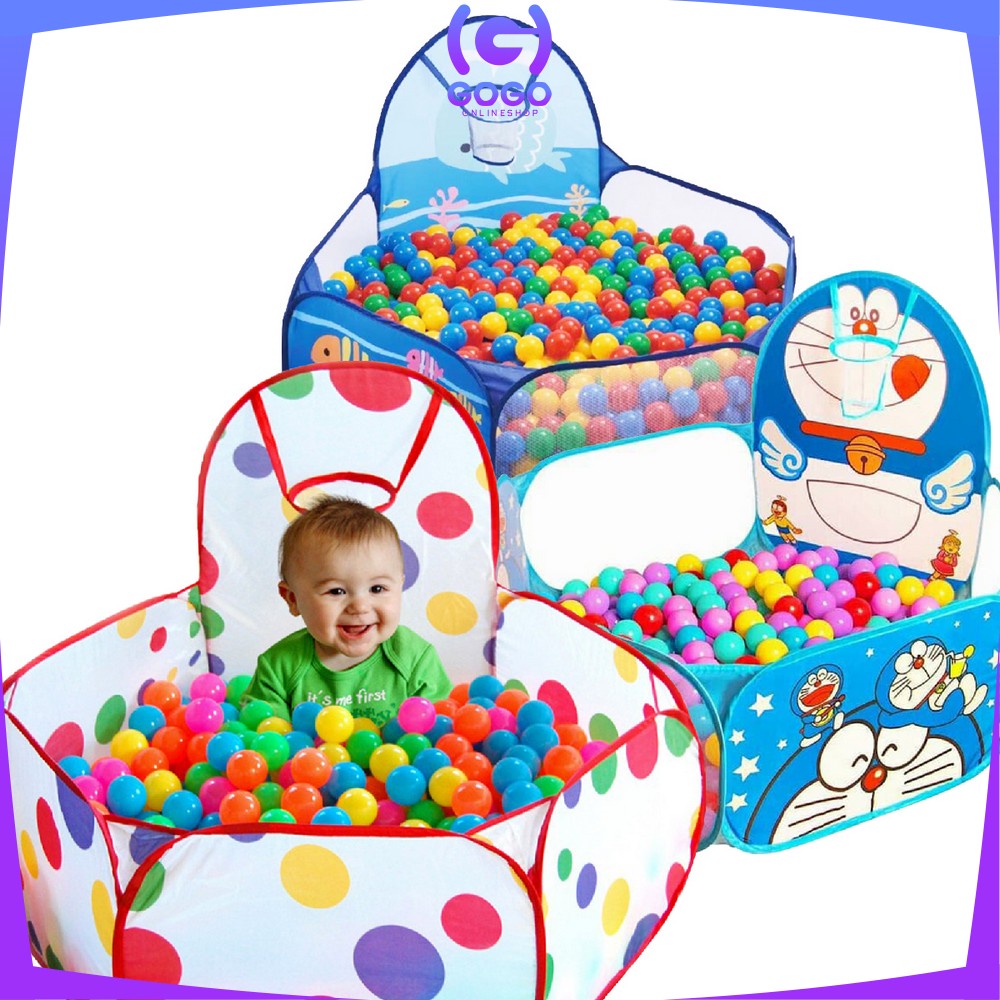 GOGO-M7 Mainan Kolam Mandi Bola 1.2m Tenda Keranjang Mandi Bola Anak + Ring Basket Hadiah Ulang Tahun