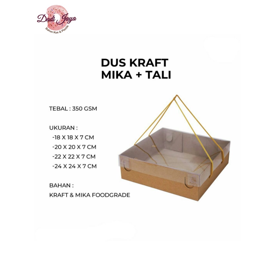 

Kardus Kraft Mika Tali 24x24x7 (KEMASAN 1PCS)