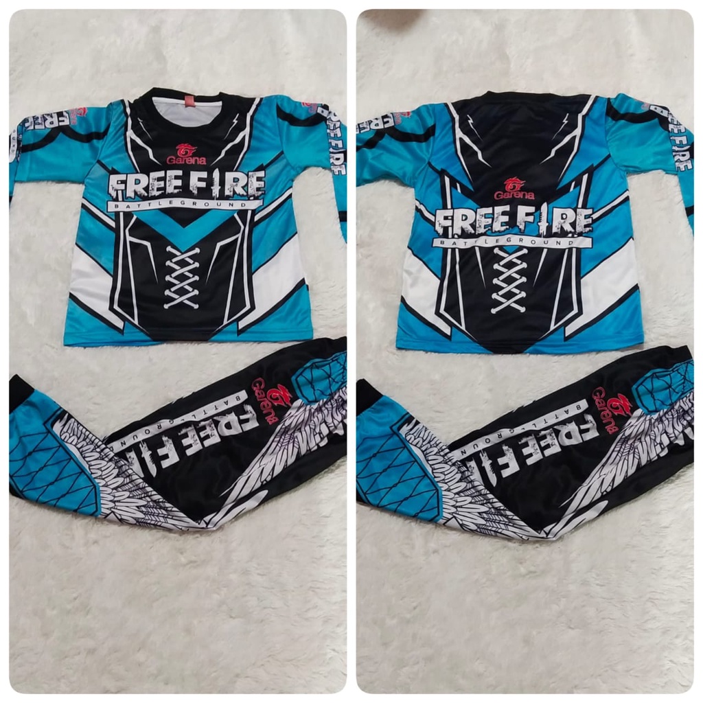 SETELAN BAJU ANAK FF/ FREE FIRE LENGAN PANJANG,CELAN BNL PANAJNG ANAK