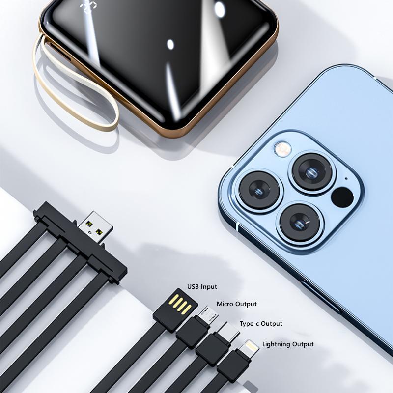 Powerbank  20000mAh Kapasitas Besar Built in 4IN1 Cables Powerbank Fast Charging Portable Power Bank Iphone