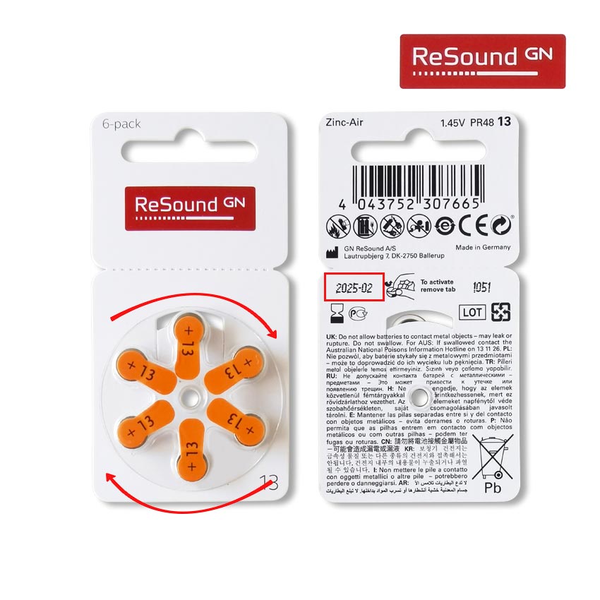 6Pcs Baterai Ukuran 13 Universal Alat Bantu Dengar Battery Baterai GN Resound 13 Hearing Aid Battery