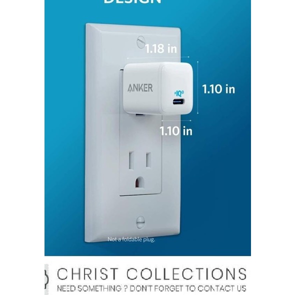 ANKER KEPALA CHARGER 20W FAST CHARGING PORT TYPE C 12 & ANDROID - PUTIH-20WATT