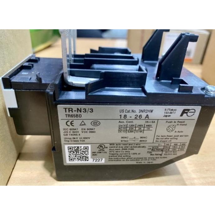 Overload FUJI TR-N3/3 untuk Contactor SC-N2S, SC-N3 FUJI ELECTRIC