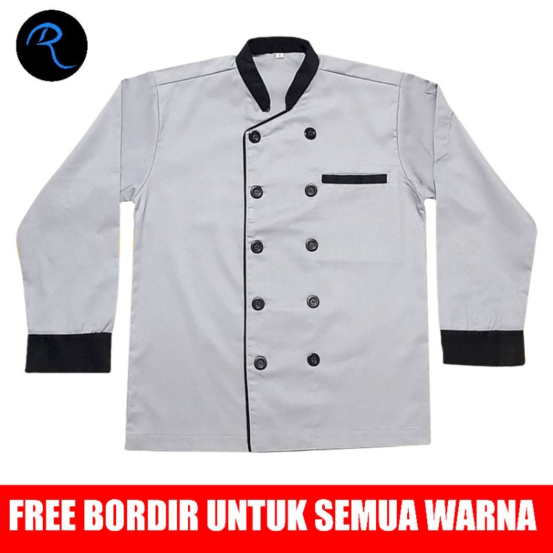 Jual Baju Koki Chef Jacket Kemeja Koki Kemeja Chef Tangan Panjang Free