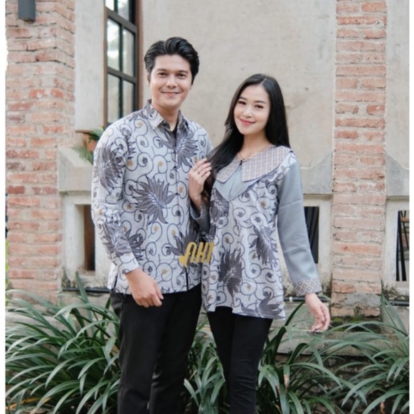 Batik alina Tunik Batik Couple Modern Baju Batik Wanita Lengan Panjang Atasan Batik Kerja Wanita Blouse Batik Kantor Seragam Batik M L XL XXL