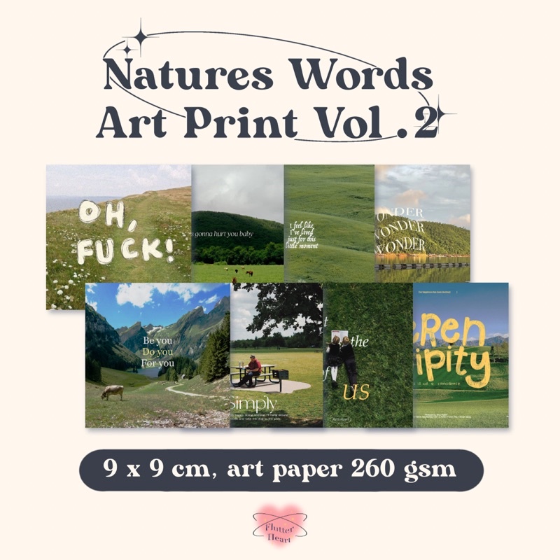 

NATURES WORDS ART PRINT VOL.2 | Aesthetic Artprint | Artprint Alam | Wall decor | journaling | flutter heart