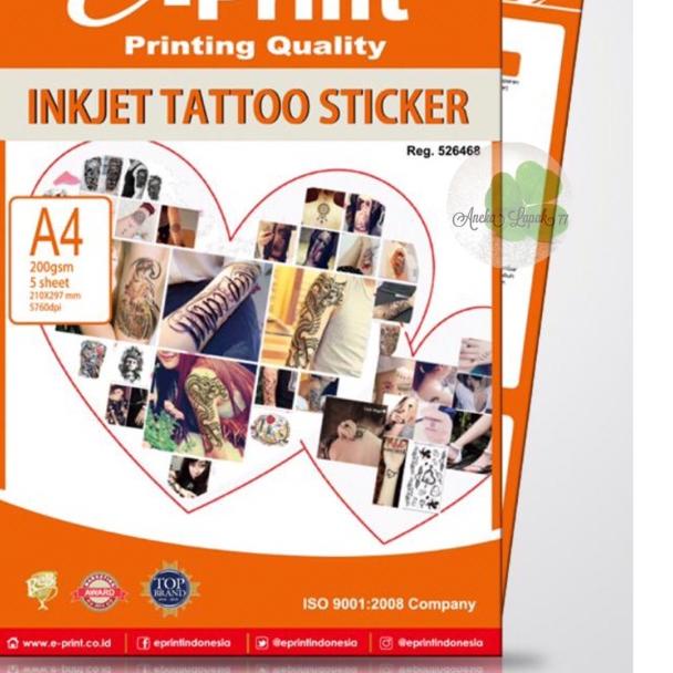 

E-print inkjet tattoo sticker 200 gsm/5 lbr kertas buat tatto sendiri