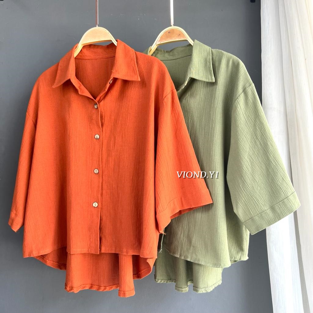 Blouse Wanita Linen Lengan Panjang / Kemeja Casual Korea 134