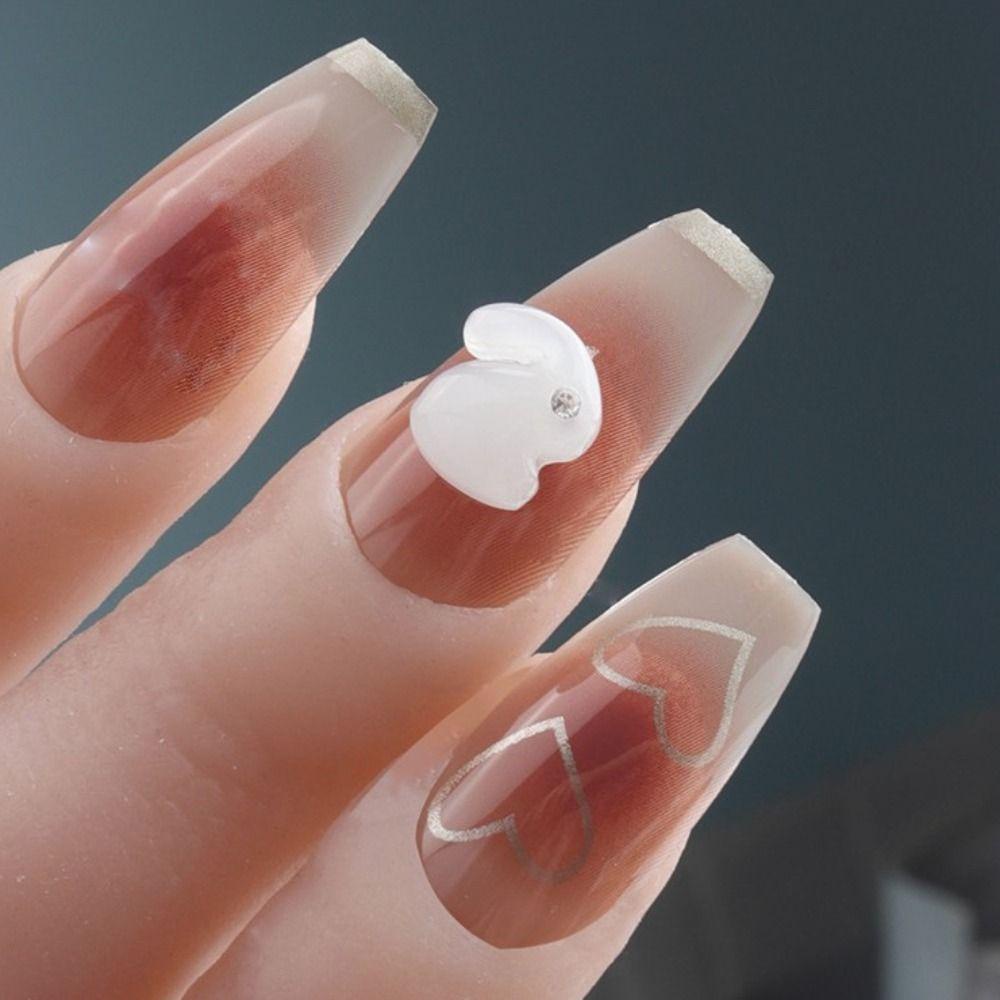 Mxbeauty Jade Rabbit Nail Charms 3D 10pcs Desain Kuku Tahun Baru Dekorasi Kuku Bagian Kuku Kelinci Kuku Rhinestones