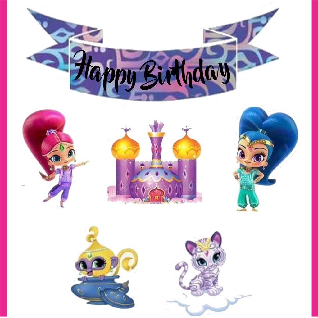 

BIGBAG TOPPER CAKE ULANG TAHUN / HIASAN KUE CUSTOM SHIMMER AND SHINE