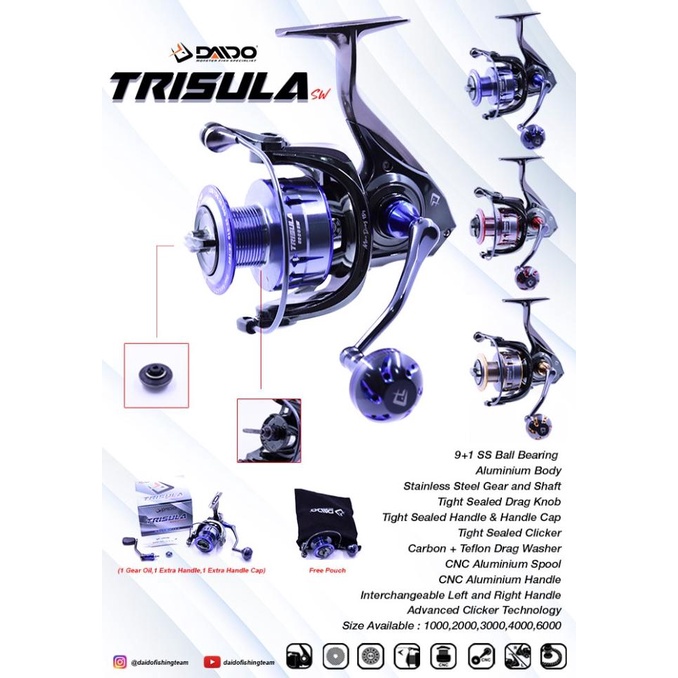 Reel Daido Trisula Sw Ukuran 1000 2000 3000 4000 6000