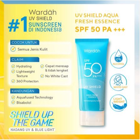 ☘️Yuri Kosmetik☘️ Wardah UV Shield Aqua Fresh Essence SPF 50 PA++++