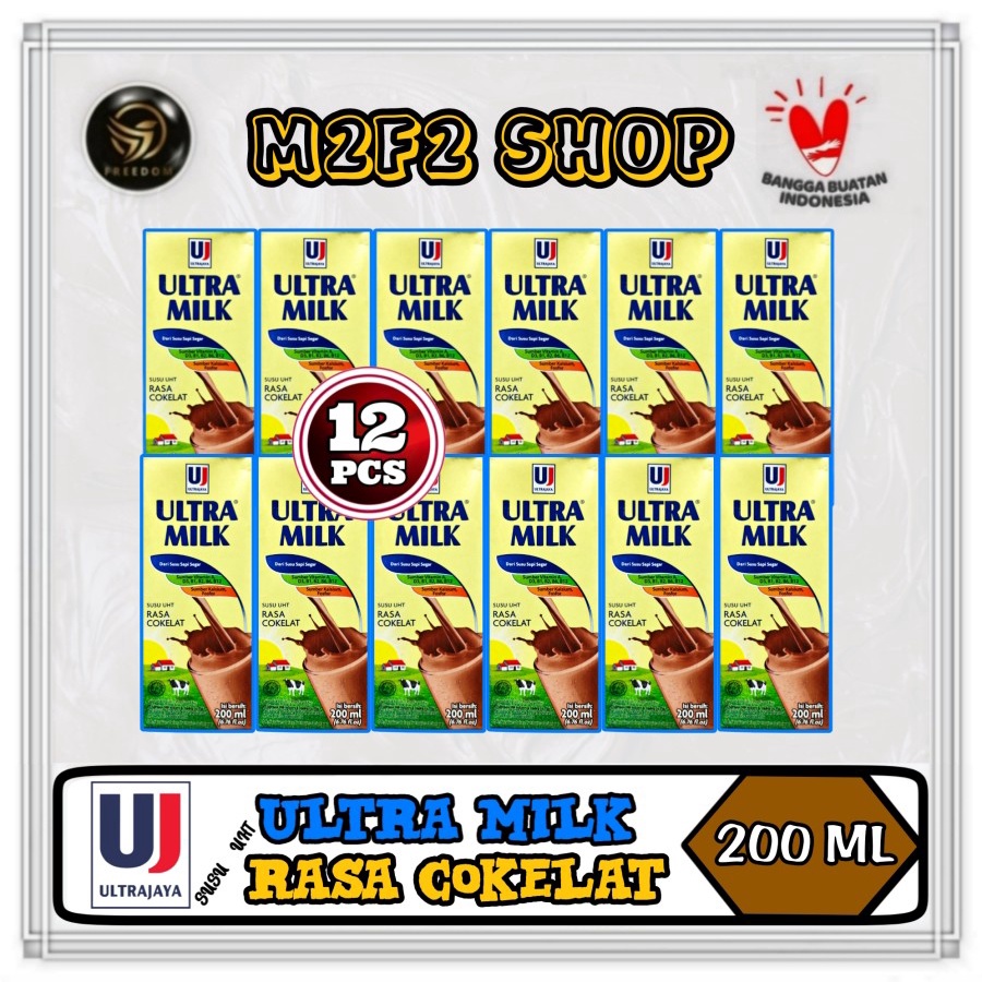 

Susu Ultra Milk Rasa Cokelat Kotak UHT | Coklat | Chocolate - 200 ml (Kemasan 12 Pcs)